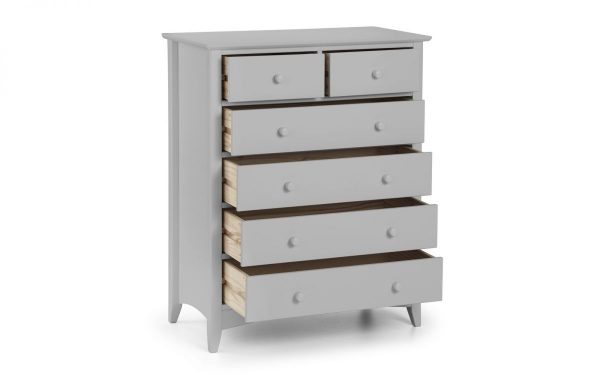 Carbis Dove Grey 4+2 Drawer Chest open