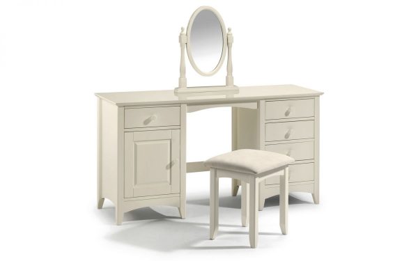 Carbis Dressing Table with Stool - Stone White